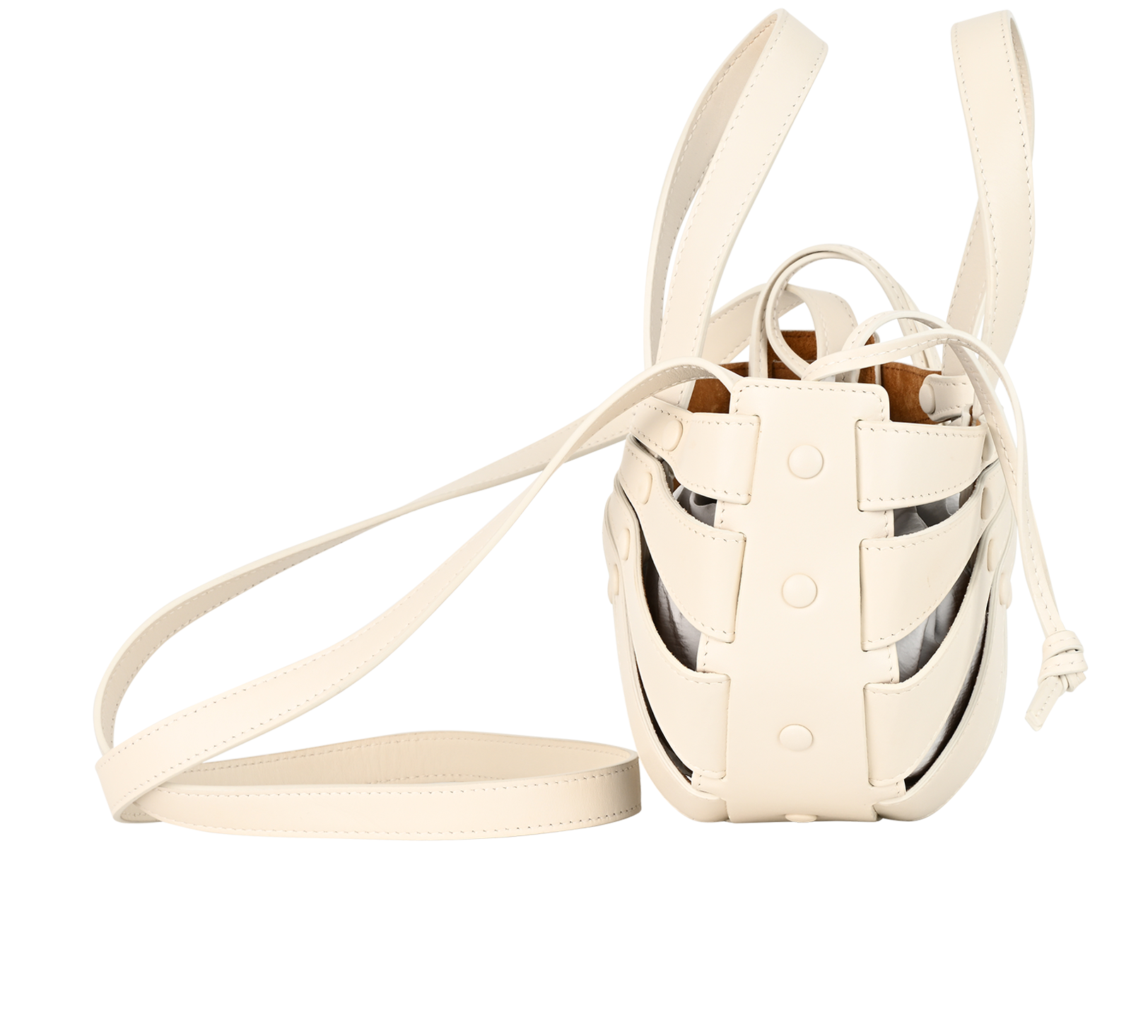 Small The Shell, &pound;750, Handbags, White, Fabric/Leather, Side view